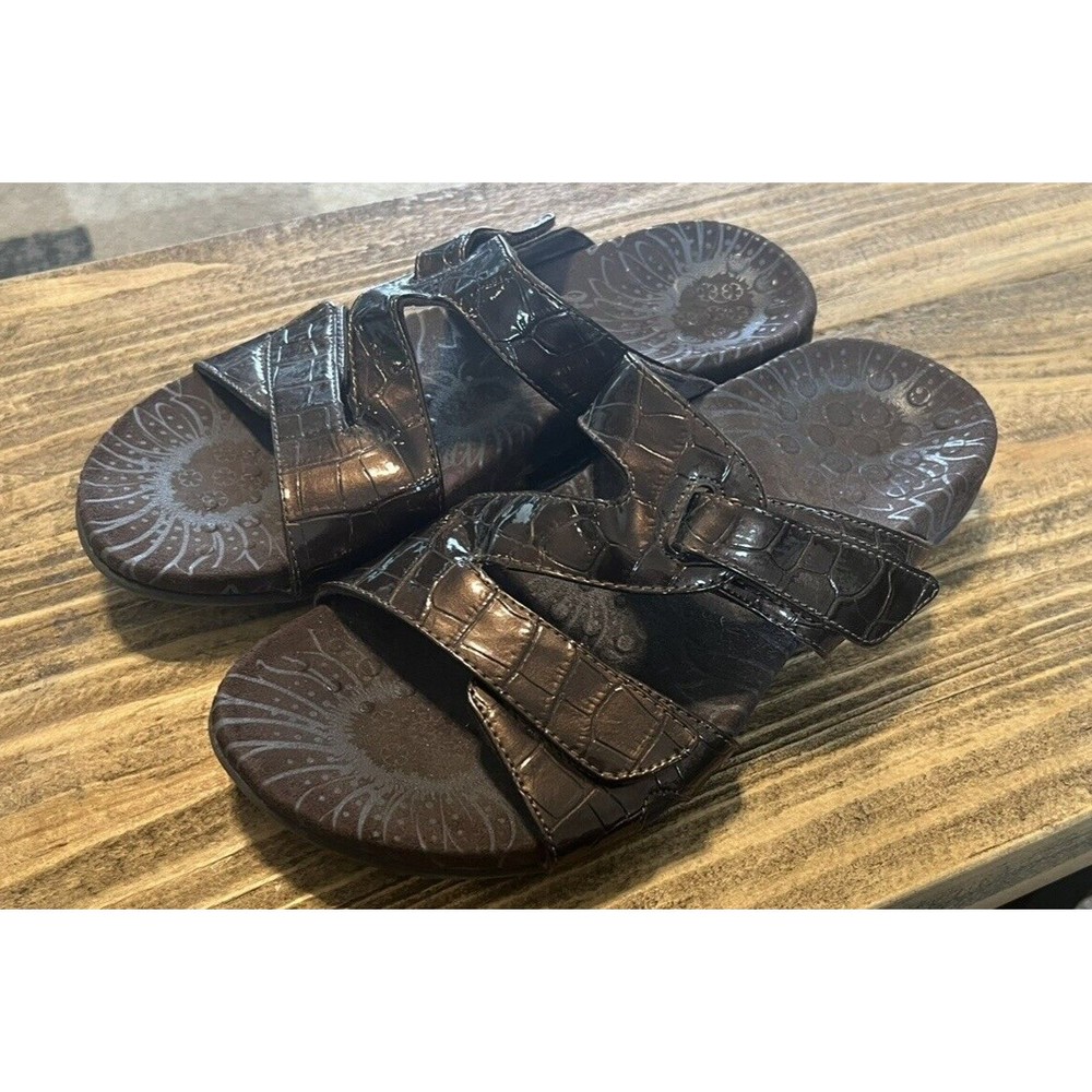 VIONIC Lauren Adjustable Strap Comfort Slide Sandals Orthaheel Womens Size 7